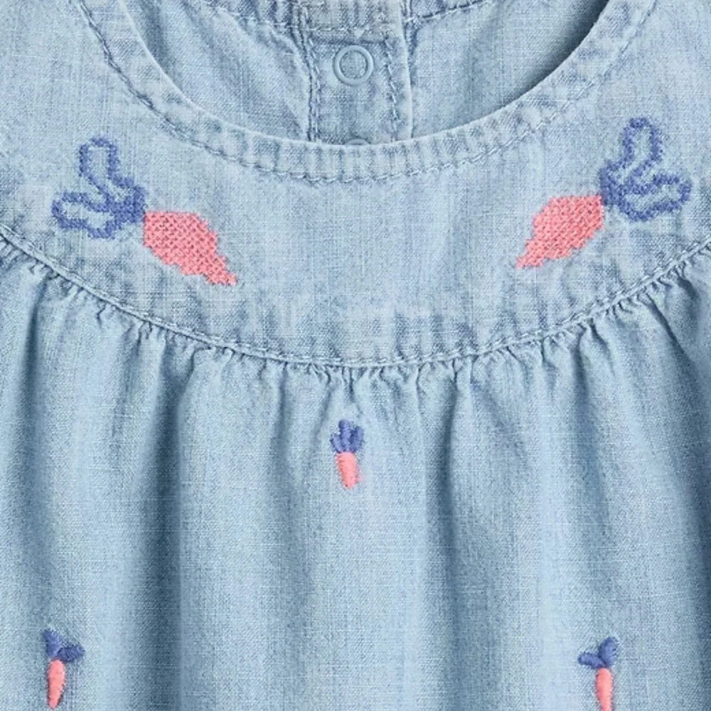 GAP Light Blue Bodysuit with Pink and Blue Embroidery romper. Peter rabbit